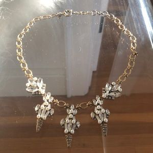 J Crew Statement Necklace, gold and white
